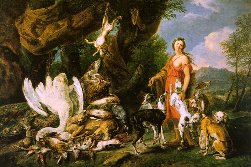 Diana with her Hunting Dogs Beside the Kill